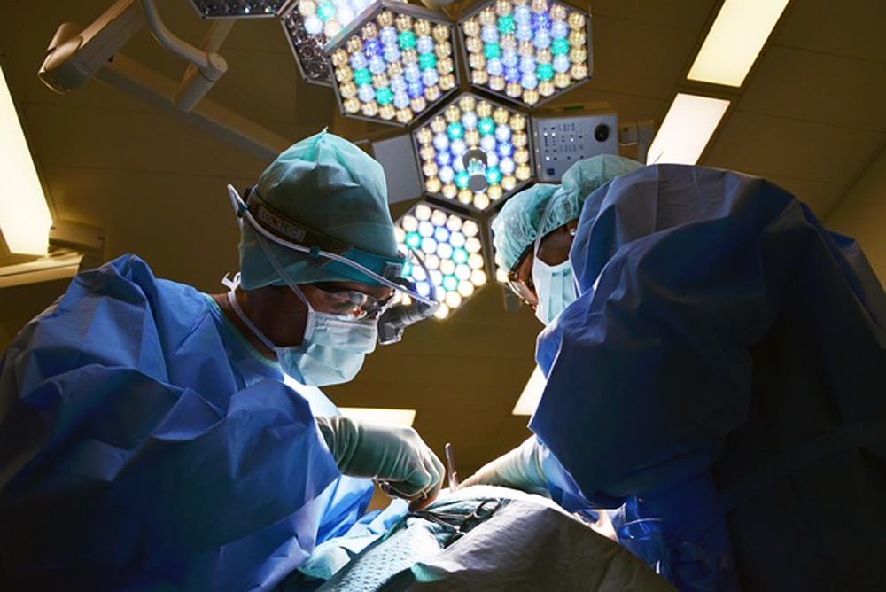 Surgical team in an operating theatre